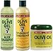 Produktbild ORS Olive Oil Trio Set (Shampoo, Conditioner, and HairDress) Plus 1 Free of Apple EYE Pencil Color: Grey by Organic Root Stimulator