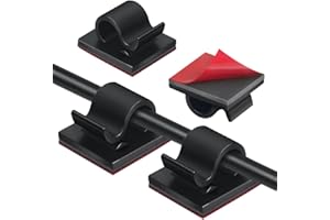 ZGTS 60 Pcs Cable Clips Self Adhesive Outdoor Light Wire Clips Sticky Cable Hooks for Cable Management Car Office Desk Wall Christmas Hanging Decorations Outdoors Fairy Light (Black)