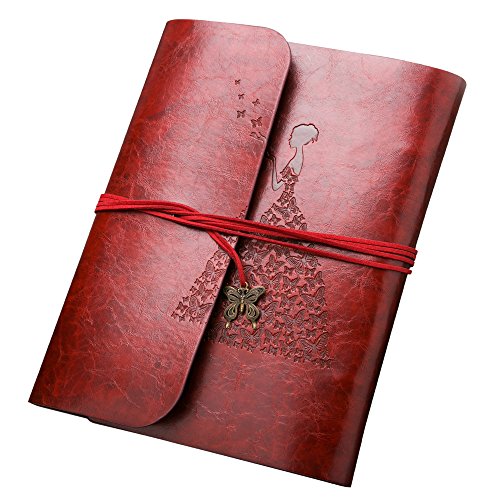 Leather Photo Album, Luxebell 7.5 x 9.8 IN Brown PU Leather Scrapbook Picture Albums with Belt for DIY, Scrapbook for Saving Happy Memory