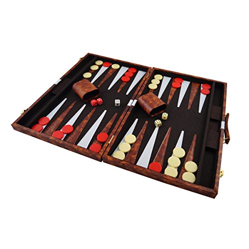 Preisvergleich Produktbild PrimoLiving Backgammon mit Kunstleder Koffer 57 x 45 cm P-194