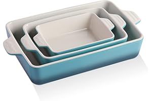 Sweejar Home Ceramic Bakeware Set, Rectangular Baking Dish Lasagna Pans for Cooking, Kitchen, Cake Dinner, Banquet and Daily Use, 30 x 20 x 7 cm of Casserole Dishes (Gradient Blue)