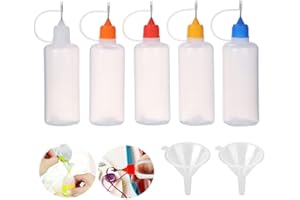 LTKJ 5 PCS 120ml Empty Glue Bottle with 2PCS Mini Funnels, Plastic Applicator Bottles with Needle Tip Caps for Glue, Liquid, Oil, DIY Craft, Acrylic Painting (Multicolor)
