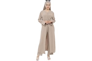 Jazvano Knöpfen Zweiteiliges Sets Arabische Kleidung Damen Abaya-Kleid Muslimische Gebetskleidung Dubai-Robe Muslimische Kleidung 2pcs Abaya Set(No Scarf)