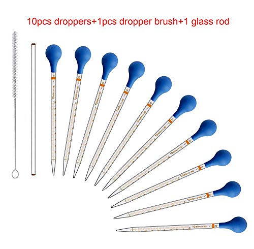 10 Stück 10ml Glass Skala Graduated Tropfer Droppers Tropfenzähler Lab Pipettes Dropper Liquid Pipette mit 10 Gummikappen