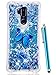 Price comparison product image CAIYUNL for LG G7 ThinQ Glitter Case,LG G7 Case Bling Sparkle Flowing Liquid Floating Quicksand Colorful Cute Protective Soft Clear Cover Slim Thin TPU Women Men Luxury for LG G7 ThinQ-Blue Butterfly