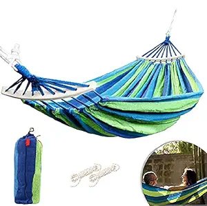 Lucario Garden Cotton Hammock Comfortable Fabric Hammock with Spreader Bar Durable Hammock Up to 400lbs Portable Lightweight Hammock with Travel Bag,Perfect for Camping Outdoor/Indoor Patio Backyard