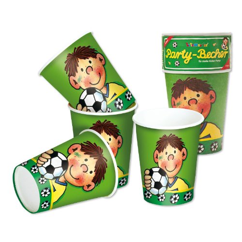 42-teiliges Party-Set * FUSSBALL * mit Pappteller + Servietten + Pappbecher + Einladungskarten für Kindergeburtstag // Teller Becher Essen Pappe Geschirr Party Deko Dekoration Einweg Kinder Geburtstag Mottoparty - 3