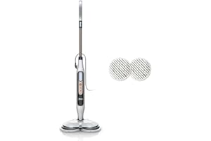 Shark Steam Mop, Automatic Steam and Scrub Steam Mop with Steam Blaster, 2 Rotating Power Pads, 3 Steam Settings, Stain & Dirt Removal, For all Sealed Hard Floors, 8m Cord, White & Grey S8201UK