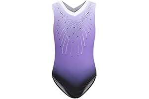 ESHOO Girls Sleeveless/Long Sleeve Gymnastics Sparkle Gradient Color Ballet Dance Leotards with Shining Diamond