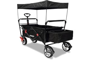 Fuxtec Chariot City Cruiser Noir, L'Original, Chariot de Jardin Pliable pour Enfants, Transport, Plage, Ville, Forêt, à Tirer ou à Pousser, Capacité De Charge 75 kg