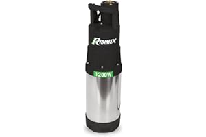 Ribimex Pompa Sommersa per Pozzi 4 Turbine Serie Pro, Acque Chiare, 1200W, Portata 6000L/h, Immersione Max 12 m, Prevalenza 45 m, in Acciaio Inox, Ideale per Pozzi, Cisterne e Serbatoi - PRPVC1201AUTO