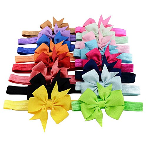 niceEshop(TM)16Pcs Baby Girls Headbands Ribbon Hair Bow Tie Hair Bands(Random Color)