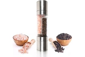 Newaner Dual salt & pepparkvarn set 2 i 1 pepparsaltkvarn, rostfritt stål med justerbar keramisk kvarn, keramisk kvarn (utan