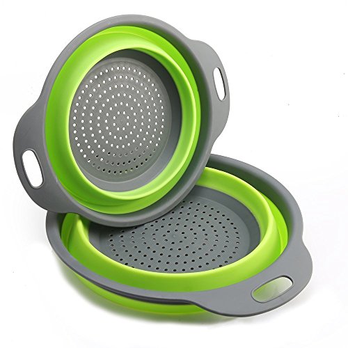 Xuanlan Collappsible Silikon Colander / Sieb Falten Küche Obst Gemüse Korb, enthält 2 Größen 8 und 9,5 Zoll (Grün) - 8