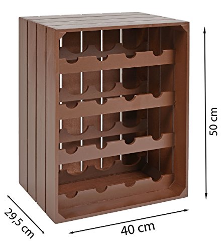ts-ideen Landhaus Weinregal Braun für 16 Flaschen Flaschenregal braunes Holz Wein Regal Board - 3