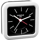 KIENZLE Unisex Wecker Analog Quartz Lautlos LED - Beleuchtung weiss schwarze Streifen A-00446