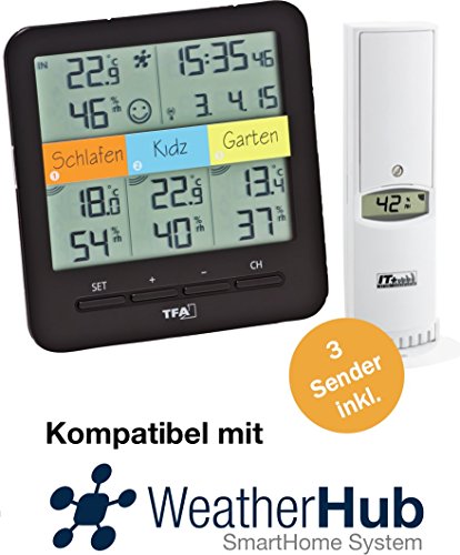TFA Dostmann 30.3060.01 Funkthermo-Hygrometer Klima Home, schwarz - 2