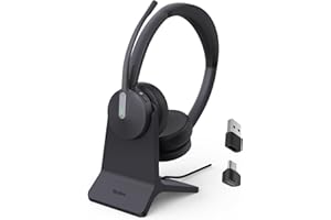 Yealink BH70 with Stand Wireless Headset with Microphone Noise Cancelling Headphones, Teams Headset for Office 35h Talking Battery Life, Dual Bluetooth Headsets Work ≤90min Fast Charging