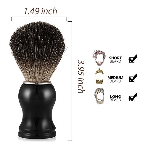 Mture Dachshaar Rasierpinsel,Badger Shaving Brush Dachshaar Männer Rasierpinsel,100% Dachshaar,Ebenholzimitatgriff, für die perfekte Rasur,Rasierschaum-Pinsel/Rasurzubehör (Schwarz) - 7
