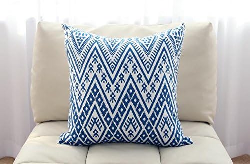 Cozymom 2 Set Decorative 20 X 20 Inch Blue White Cotton Scandinavian Pattern Throw Pillow Cover Cushion Case