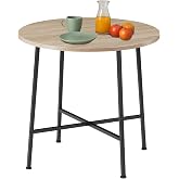 tectake&reg; Industrial Dining Table, Round, Wood and Steel, Industrial Style, Adjustable Feet, Living Room Furniture, Kitchen Ta