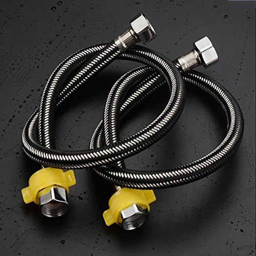 Stainless steel hot and cold metal braided water hose toilet basin water heater high-pressure explosion-proof 4 points into the water pipe, black steel wire 5 meters (with the wrench ring)