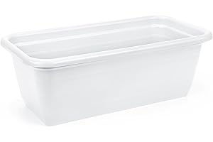 GORDANLUK HOME & GARDEN ACCESSORIES Balcony Trough Flower Pot/Planter Window Box Plastic Vegetable, Planters, Patio, Garden, Home Décor, Porch(White)