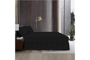 Fit Even Bedding Valence Sheet Collection - Soft Brushed Polycotton, Easy Wrap Elastic, Extra Deep Frilled with a Drop of 40cm (Double, Black)