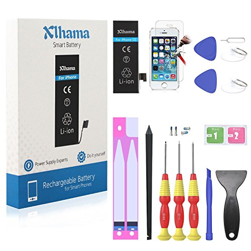 Batterie Compatible pour iPhone 5S Li-ion 1560mAh avec Kits d outil de R  paration Feuille en verre tremp   Manuel de R  paration en Francais et Adh  sif double face Nouveau remplacement de batterie est 0-cycle  24 mois de garantie Production de 2018
