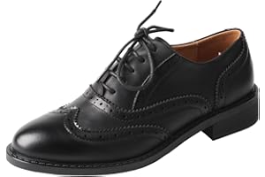 TMA EYES Women's Classic Oxfords Lace-Up Business Formal Wingtip Brogue Dress Shoes