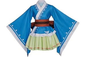 WILLYACOS Breath Wild Link Kimono Cosplay Female Dress Link Botw Cosplay Costume Anime Lolita Kimono Dress for Women Adult