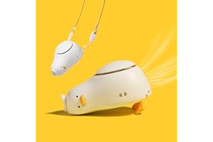 TIHOKILE Ventilateur Portable Canard Mignon, Ventilateur de Cou avec Cordon Réglable, Ventilateur de Poche sans Lame, Ventilateur USB Rechargeable à 3 Vitesses de Vent pour Femmes, Enfants, Extérieur