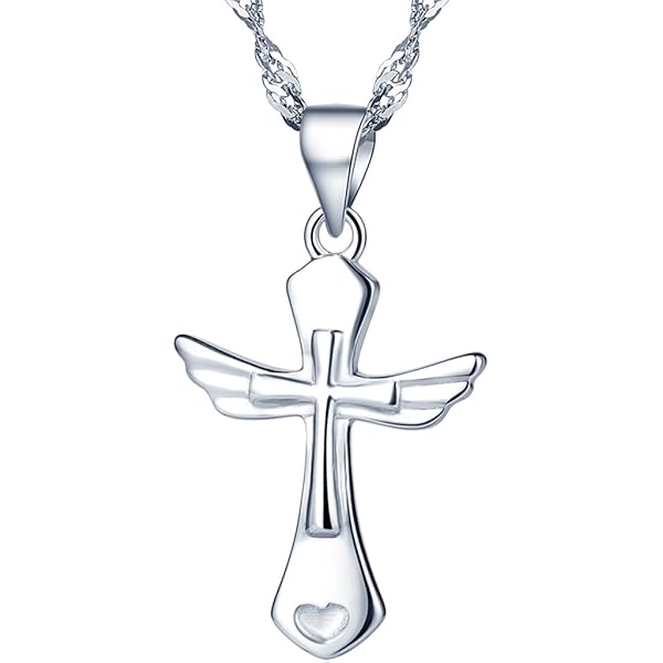 Zilveren halsketting voor dames met kruishanger, 925 zilver, zirkonia, sieraden, halssieraad incl. 45 cm zilveren ketting, Sterling zilver, Zirkonia