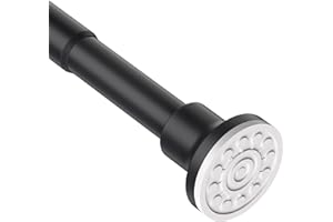 Tiemlet Schwarz Matt Duschstange Verstellbar Teleskop-Duschvorhangstange 74-255cm Ohne Bohren Rostfrei für Badezimmer Fenster