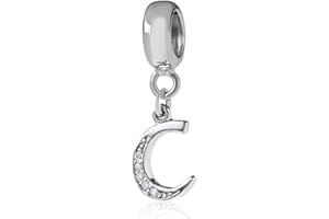 YIRONG JEWELRY Abalorio de letra de plata de ley 925 con letras del alfabeto, compatible con pulseras Pandora