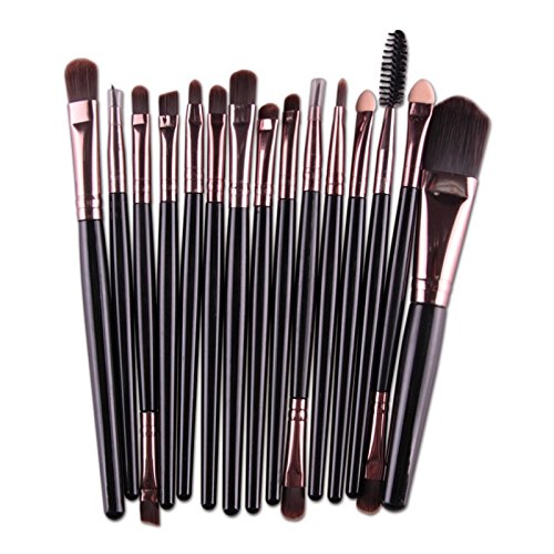 leisial 20pcs Bürsten Set-Augen Schönheit Werkzeug Kit Foundation Staub Pinsel Bürste Augenbrauen-Pinsel Augen Make-up Pinsel Rosa + schwarz 19.5*2.0*0.5cm Schwarz - 9