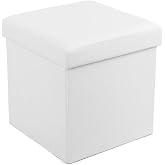 SONGMICS Depolama Alanlı Tabure, 300 kg'a Kadar Dayanıklı, Beyaz, 38 x 38 x 38 cm, LSF103