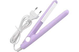 AOMIGT Plancha de pelo, mini plancha de pelo, mini plancha de pelo para el pelo largo y corto, con caja protectora transparente, rulos portátiles, adecuado para todo tipo de cabello (morado)