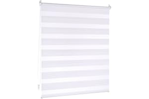 Victoria M. Klemmfix Estor Enrollable sin Taladrar, 75 x 230 cm Blanco, Doble Capa Noche y Día para Sala de Estar Cocina