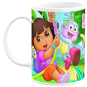 TrendoPrint Dora The Explorer Cartoon Printed Coffee, Tea & Milk Mug/Cup - (350ml) Birthday and Return Gifts for Kids Boys Girls Friends Son Daughter Nephew Niece_(Crn-02)