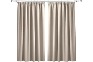 IR IMPERIAL ROOMS Imperial Rooms Pencil Pleat Blackout Curtains for Living Room - Cream Bedroom Curtains & Drapes Thermal Insulated 46 x 54 Inch Drop Black Out Window Curtain with Matching Tie Backs Two Panels