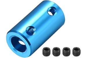 sourcing map 6,35mm a 8mm Interior Diámetro Rígido Acoplamiento Fijación Tornillo L25XD14 Aluminio Aleación, Eje Acoplador Conector, Motor Accesorios, Azul