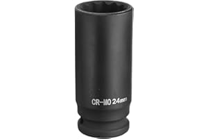 sourcing map 12-Point Deep Impact Socket 1/2 Inch Drive 24mm Metric Chrome Molybdenum Alloy Steel Spindle Axle Nut Impact Socket