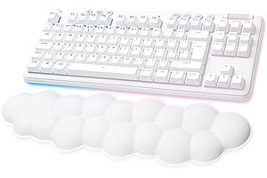 ‎LOGITECH G Logitech G G715 Bezprzewodowa Klawiatura Do Gier – Stylowe Oświetlenie LIGHTSYNC RGB, LIGHTSPEED, Przełączniki Taktyczne (GX Brązowe), i Podpórka Pod Nadgarstek, PC i Mac, QWERTY US- Biały