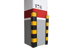 PARKING FACIL | Protector de Esquina de Goma | para Aparcamientos y Almacenes | Color: Negro y Amarillo | Tamaño: 80 x 10 x 10 cm | Incluye Tornillería | 1 Unidad