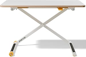 poptop Höhenverstellbarer Kinderschreibtisch der Woom Bike Gründer | Für Kinder zwischen 2 und 13 Jahren | Kinderleichter Mechanismus ohne Strom und Kurbel | Stabiles und sicheres Design | Weiss