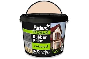 FARBEX Gummifärg För Inomhus Och Utomhus - Elastisk Vattentät Tätskiktfärg För Tak, Balkong, Betong Och Trä - 1,2 kg Beige- Ger Långvarigt Skydd Mot Fukt Och UV