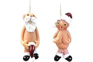 YOOYEH Christmas Naughty Santa Christmas Ornament Decorations 5CM Stocking Cap Santa Ornament Naked Santa Decorative Xmas Decor Ornaments Party Gifts (Small)