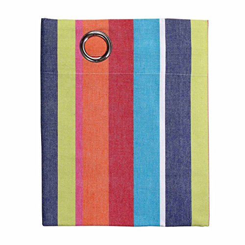 Homescapes Ösenvorhang blickdicht Multi Streifen Orange Blau Gelb Dekoschal 2er Set Breite 137 x Länge 228 cm Vorhang Paar 100% Baumwolle - 3