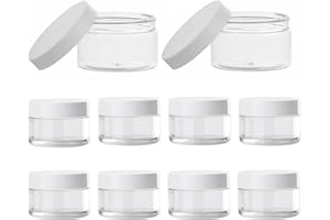 EIROVYA EIR 10 envases cosméticos pequeños, 10 ml frasco de plástico con tapa, botella vacía de viaje, contenedor de viaje, mini caja de plástico, para cosméticos, loción, cremas, bálsamo labial